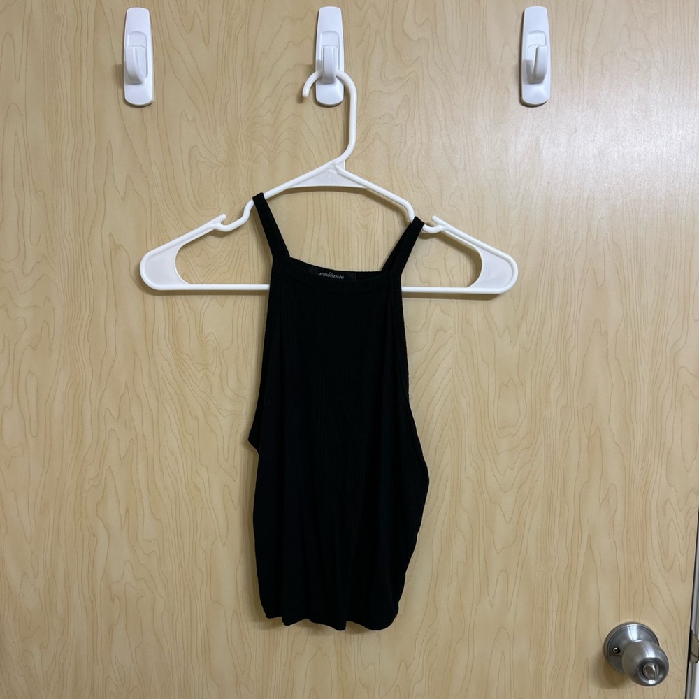 Never worn - black cropped high neck tank